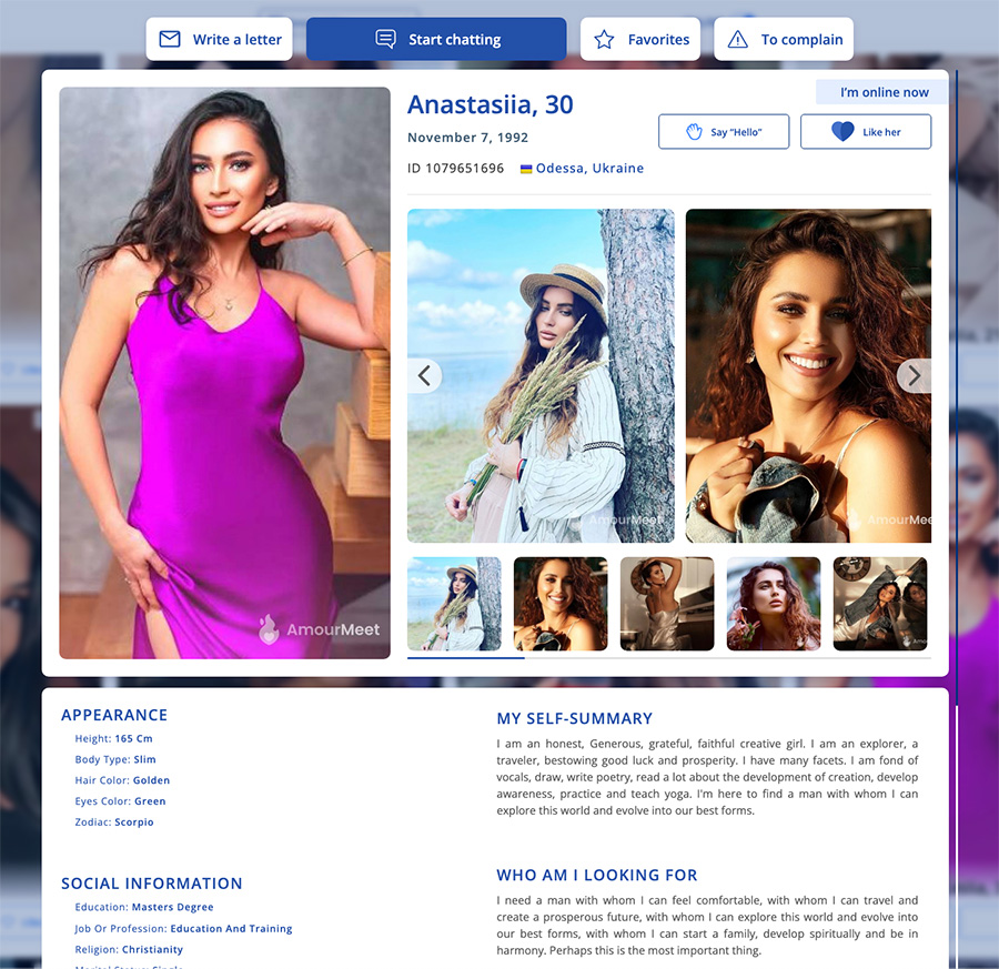 AmourMeet female profile